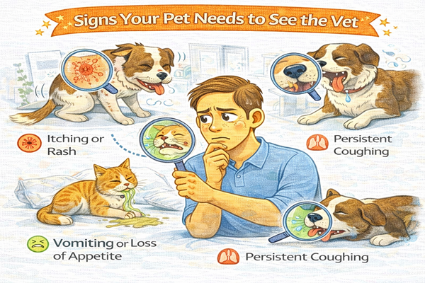 반려동물 병원 가야 하는 신호를 보여주는 보호자의 관찰 모습