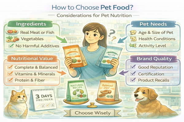 반려동물 사료 선택 기준을 설명하는 보호자의 사료 확인 모습