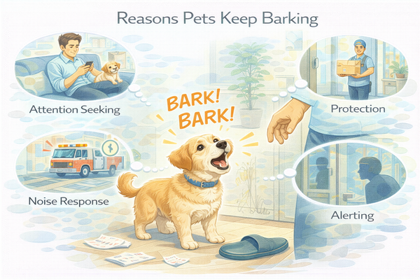 반려동물 계속 짖는 이유로 보호자를 향해 짖는 강아지 모습